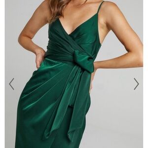 Showpo How Will I Know Elegant Green Satin Dress 8